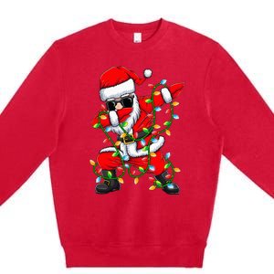 Dabbing Santa Xmas Lights Gifts Christmas Premium Crewneck Sweatshirt