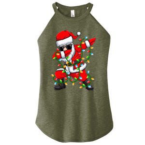 Dabbing Santa Xmas Lights Gifts Christmas Women's Perfect Tri Rocker Tank