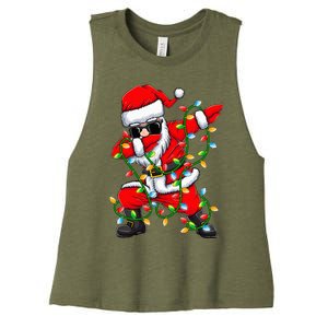 Dabbing Santa Xmas Lights Gifts Christmas Women's Racerback Cropped Tank