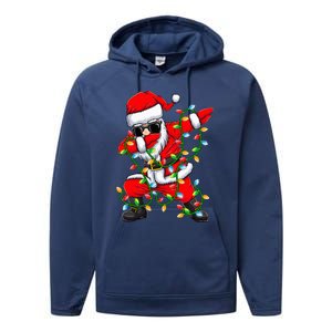 Dabbing Santa Xmas Lights Gifts Christmas Performance Fleece Hoodie