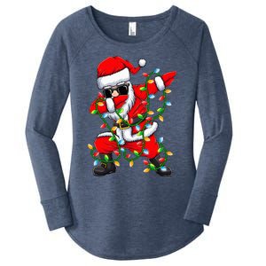 Dabbing Santa Xmas Lights Gifts Christmas Women's Perfect Tri Tunic Long Sleeve Shirt