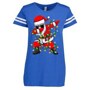 Dabbing Santa Xmas Lights Gifts Christmas Enza Ladies Jersey Football T-Shirt