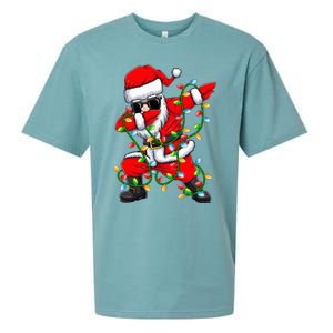 Dabbing Santa Xmas Lights Gifts Christmas Sueded Cloud Jersey T-Shirt