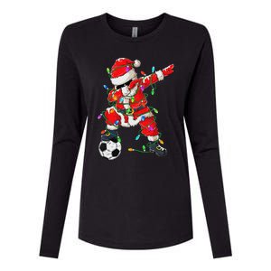 Dabbing Santa Xmas Lights Soccer Christmas Womens Cotton Relaxed Long Sleeve T-Shirt