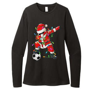 Dabbing Santa Xmas Lights Soccer Christmas Womens CVC Long Sleeve Shirt