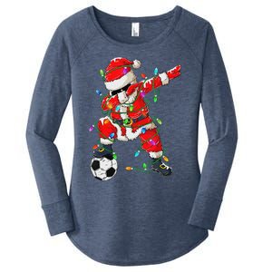 Dabbing Santa Xmas Lights Soccer Christmas Women's Perfect Tri Tunic Long Sleeve Shirt