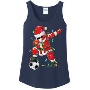 Dabbing Santa Xmas Lights Soccer Christmas Ladies Essential Tank