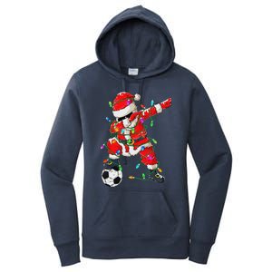 Dabbing Santa Xmas Lights Soccer Christmas Women's Pullover Hoodie