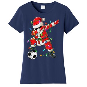 Dabbing Santa Xmas Lights Soccer Christmas Women's T-Shirt