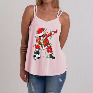 Dabbing Santa Xmas Lights Soccer Christmas Women's Strappy Tank