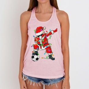 Dabbing Santa Xmas Lights Soccer Christmas Women's Knotted Racerback Tank