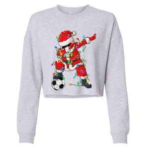 Dabbing Santa Xmas Lights Soccer Christmas Cropped Pullover Crew