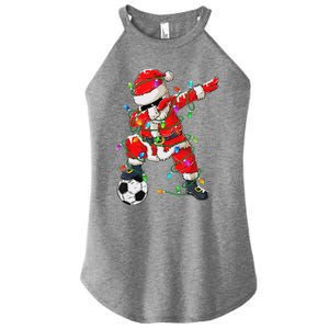 Dabbing Santa Xmas Lights Soccer Christmas Women's Perfect Tri Rocker Tank