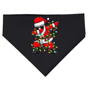 Dabbing Santa Xmas Lights Christmas Gifts USA-Made Doggie Bandana