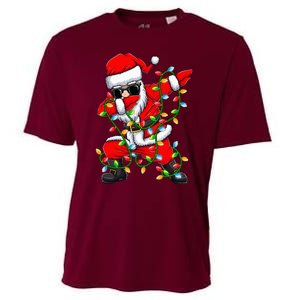 Dabbing Santa Xmas Lights Christmas Gifts Cooling Performance Crew T-Shirt