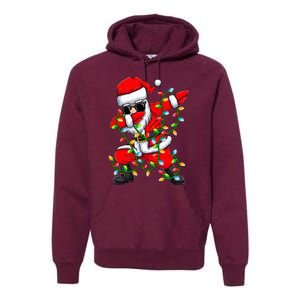 Dabbing Santa Xmas Lights Christmas Gifts Premium Hoodie