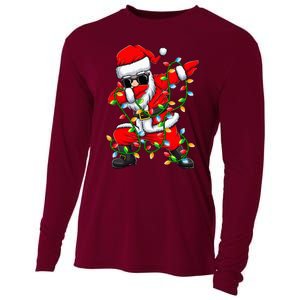 Dabbing Santa Xmas Lights Christmas Gifts Cooling Performance Long Sleeve Crew