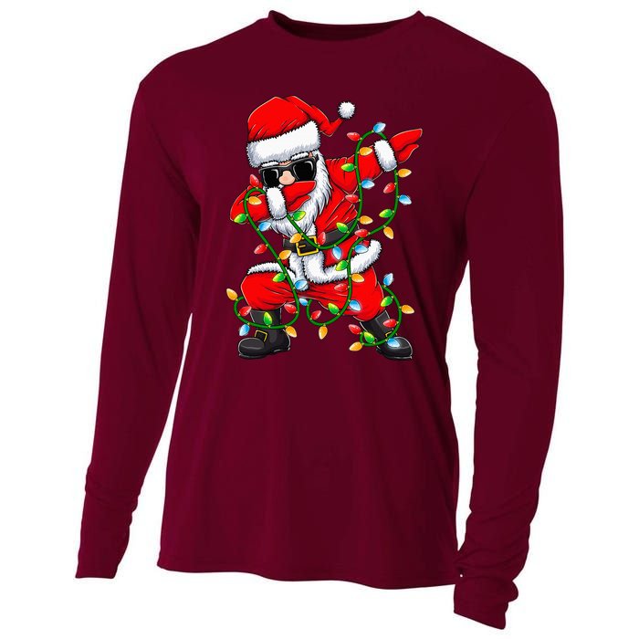 Dabbing Santa Xmas Lights Christmas Gifts Cooling Performance Long Sleeve Crew