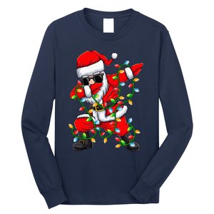 Dabbing Santa Xmas Lights Christmas Gifts Long Sleeve Shirt