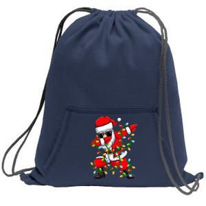 Dabbing Santa Xmas Lights Christmas Gifts Sweatshirt Cinch Pack Bag