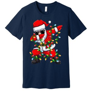 Dabbing Santa Xmas Lights Christmas Gifts Premium T-Shirt