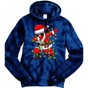 Dabbing Santa Xmas Lights Christmas Gifts Tie Dye Hoodie