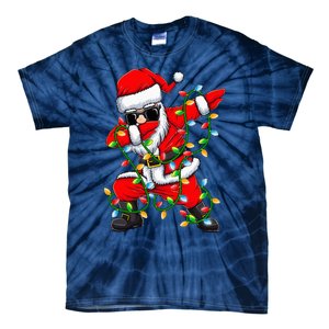 Dabbing Santa Xmas Lights Christmas Gifts Tie-Dye T-Shirt