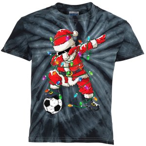 Dabbing Santa Xmas Lights Soccer Christmas Kids Tie-Dye T-Shirt