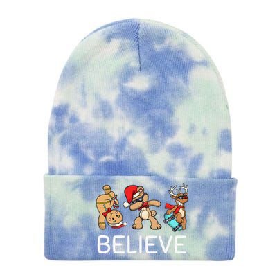 Dabbing Santa Xmas For Believe Christmas Tie Dye 12in Knit Beanie