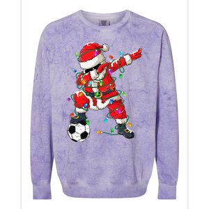 Dabbing Santa Xmas Lights Soccer Christmas Colorblast Crewneck Sweatshirt