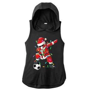 Dabbing Santa Xmas Lights Soccer Christmas Ladies PosiCharge Tri-Blend Wicking Draft Hoodie Tank