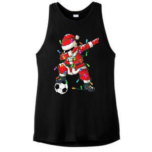 Dabbing Santa Xmas Lights Soccer Christmas Ladies PosiCharge Tri-Blend Wicking Tank