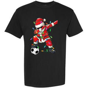 Dabbing Santa Xmas Lights Soccer Christmas Garment-Dyed Heavyweight T-Shirt