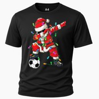 Dabbing Santa Xmas Lights Soccer Christmas Cooling Performance Crew T-Shirt