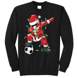 Dabbing Santa Xmas Lights Soccer Christmas Sweatshirt