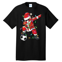 Dabbing Santa Xmas Lights Soccer Christmas Tall T-Shirt