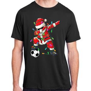 Dabbing Santa Xmas Lights Soccer Christmas Adult ChromaSoft Performance T-Shirt