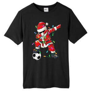 Dabbing Santa Xmas Lights Soccer Christmas Tall Fusion ChromaSoft Performance T-Shirt