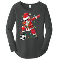 Dabbing Santa Xmas Lights Soccer Christmas Women's Perfect Tri Tunic Long Sleeve Shirt