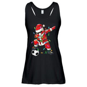 Dabbing Santa Xmas Lights Soccer Christmas Ladies Essential Flowy Tank