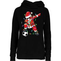 Dabbing Santa Xmas Lights Soccer Christmas Womens Funnel Neck Pullover Hood