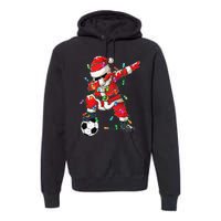 Dabbing Santa Xmas Lights Soccer Christmas Premium Hoodie