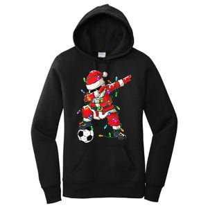 Dabbing Santa Xmas Lights Soccer Christmas Women's Pullover Hoodie