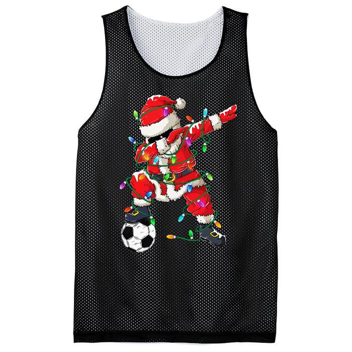 Dabbing Santa Xmas Lights Soccer Christmas Mesh Reversible Basketball Jersey Tank