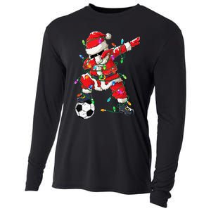 Dabbing Santa Xmas Lights Soccer Christmas Cooling Performance Long Sleeve Crew