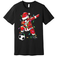 Dabbing Santa Xmas Lights Soccer Christmas Premium T-Shirt