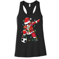 Dabbing Santa Xmas Lights Soccer Christmas Women's Racerback Tank