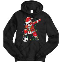 Dabbing Santa Xmas Lights Soccer Christmas Tie Dye Hoodie