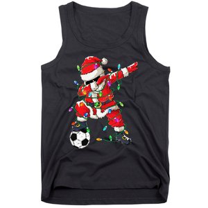 Dabbing Santa Xmas Lights Soccer Christmas Tank Top