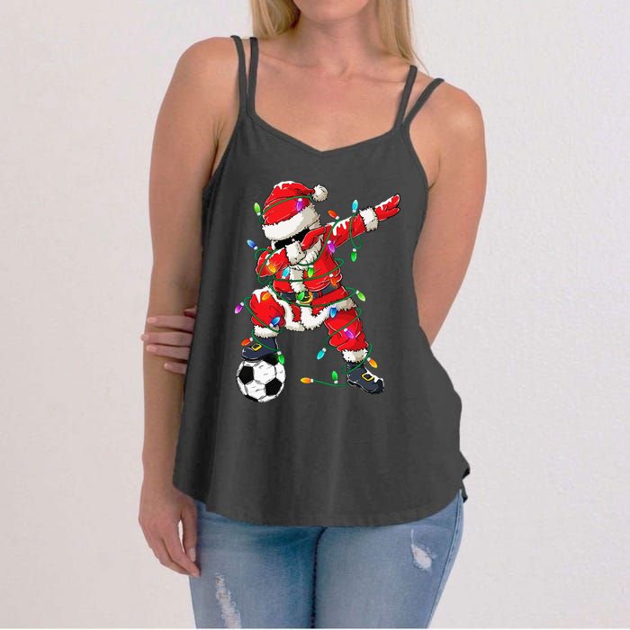 Dabbing Santa Xmas Lights Soccer Christmas Women's Strappy Tank